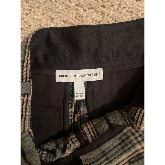 Express x Negin mirsalehi Plaid Wide Leg Trousers Pants size 0 - Picture 3 of 4